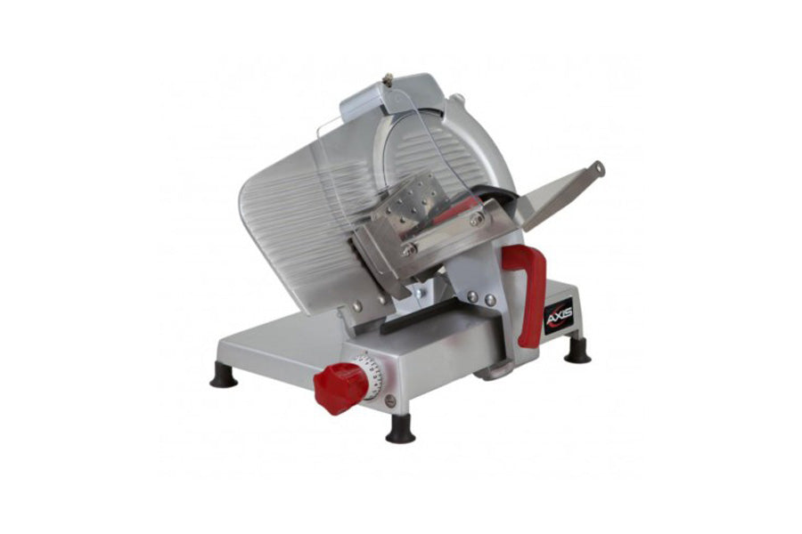 Axis AX-S10 ULTRA 10 In. Manual Gravity Feed Food Slicer, Belt-Driven, Top-Mounted Sharpener, 1/3 HP
