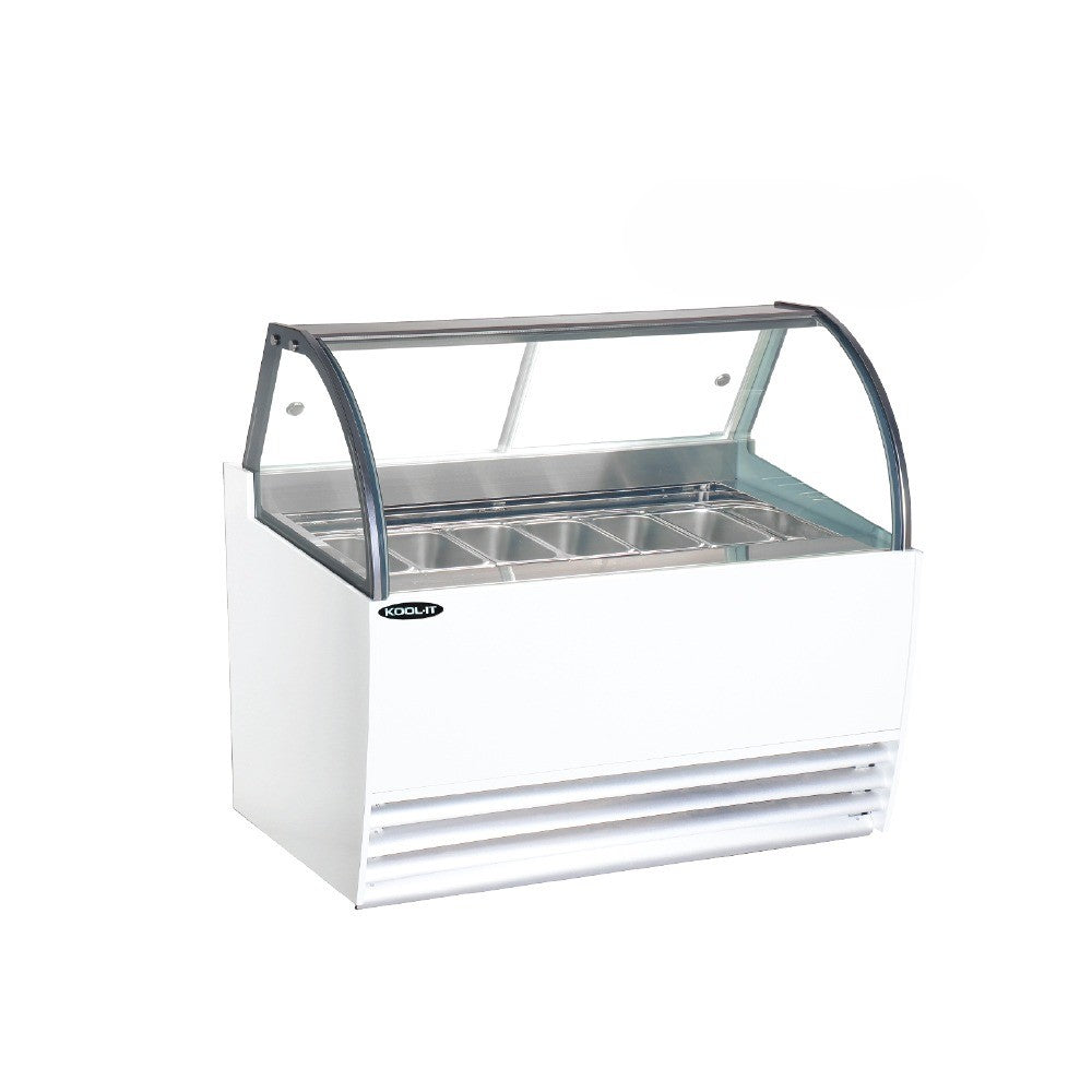 Kool-It KGC-15C 77 In. Curved Glass Gelato Display Case, 15-Pan Capacity, Self-Contained, R290