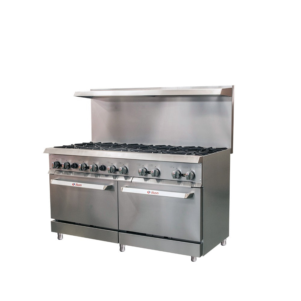 IKON IR-10-60 60 In. Gas Range, 10-Burner with 2 Static Ovens, 30,000 BTU Burners
