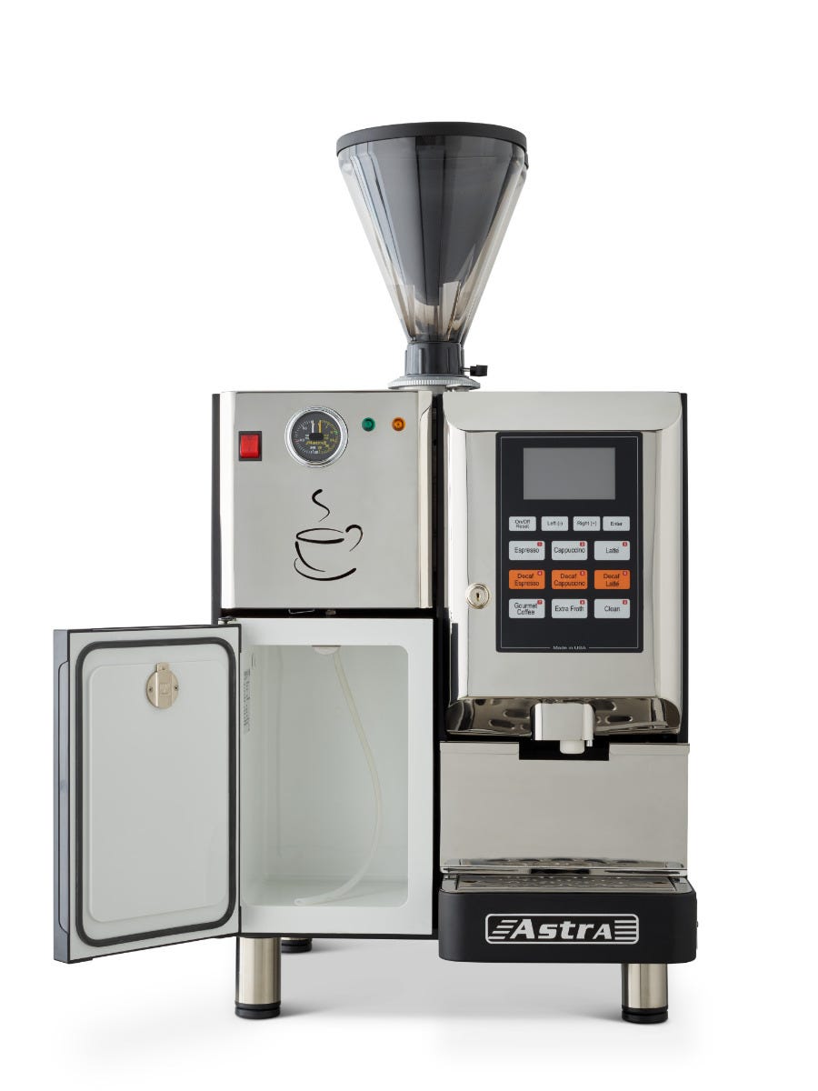 Astra SM-222 Double Hopper Super Automatic Espresso Machine, Fresh Milk Dispenser, IntelliProgram™, 220V
