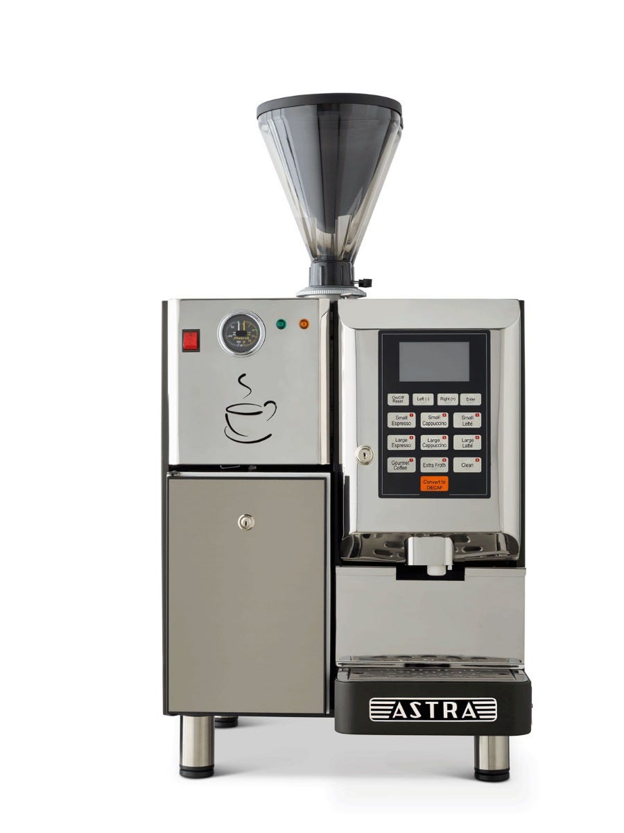 Astra SM-222-1 Double Hopper Super Automatic Espresso Machine, Fresh Milk Dispenser, IntelliProgram™, 110V