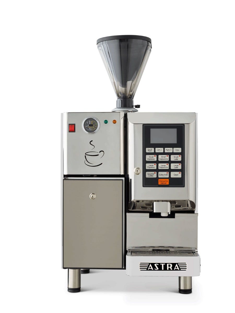 Astra SM-222-1 Double Hopper Super Automatic Espresso Machine, Fresh Milk Dispenser, IntelliProgram™, 110V