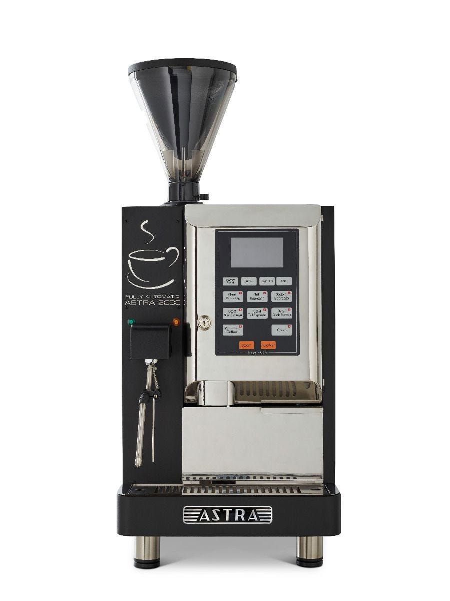 Astra A-2000 Super Automatic Espresso Machine, Double Hopper, Automatic Steam Wand, 220V