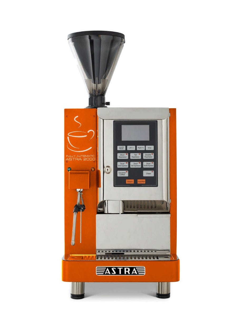 Astra A-2000 Super Automatic Espresso Machine, Double Hopper, Automatic Steam Wand, 220V