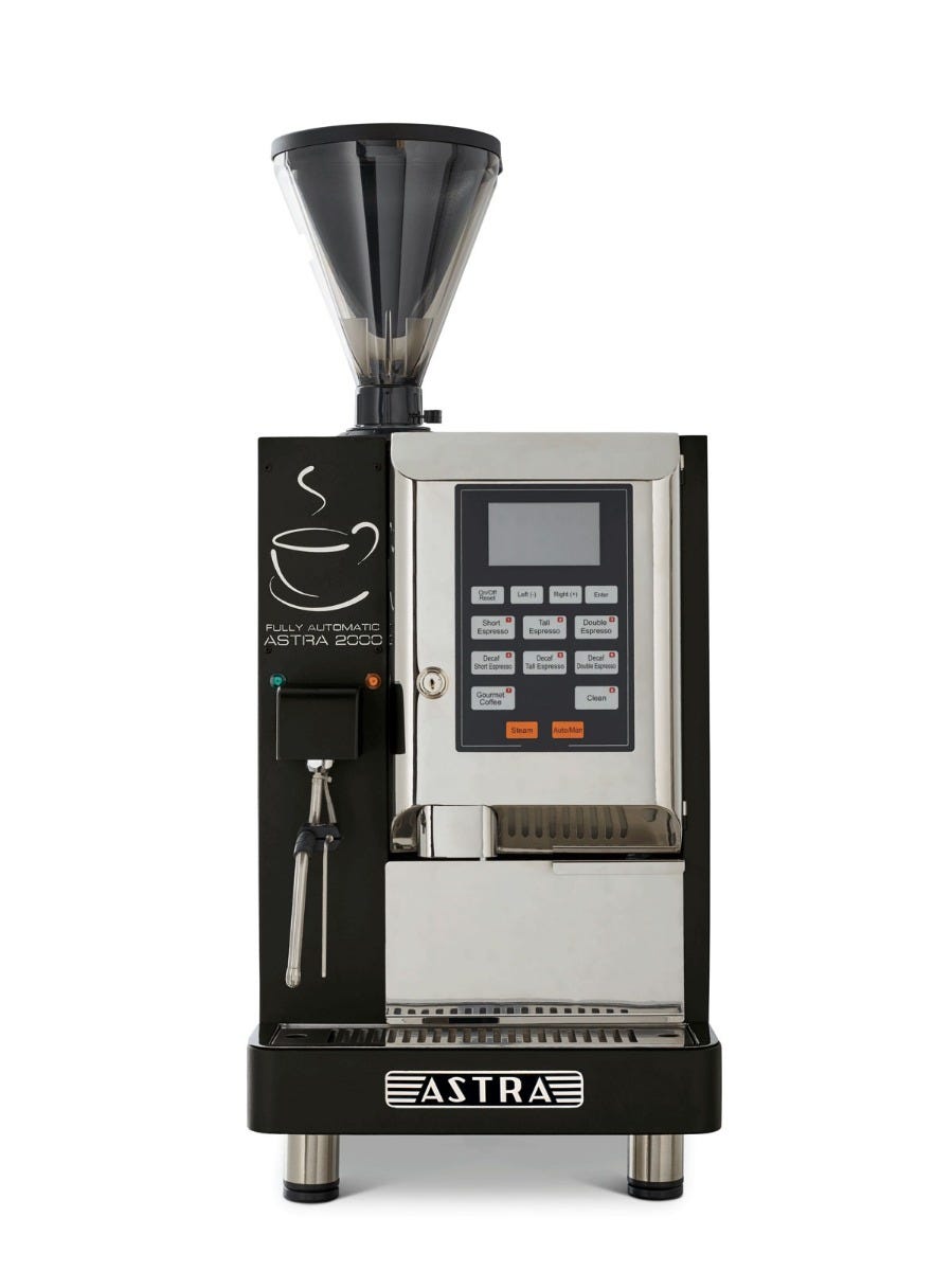 Astra A-2000-1 Super Automatic Espresso Machine, Double Hopper, Automatic Steam Wand, 110V