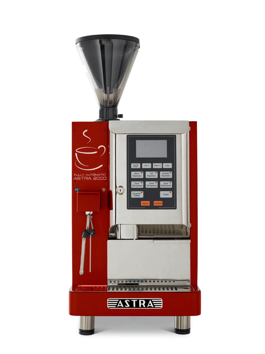 Astra A-2000-1 Super Automatic Espresso Machine, Double Hopper, Automatic Steam Wand, 110V