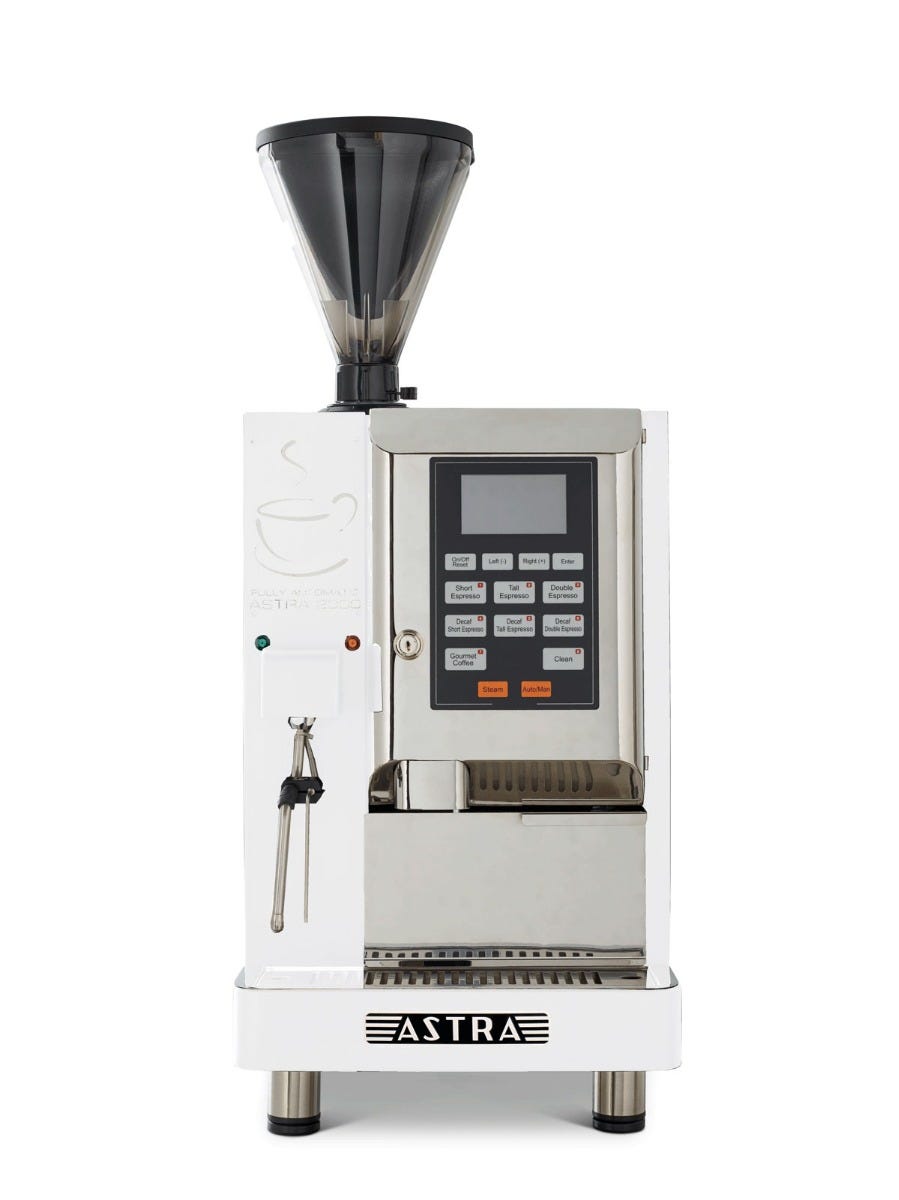 Astra A-2000-1 Super Automatic Espresso Machine, Double Hopper, Automatic Steam Wand, 110V
