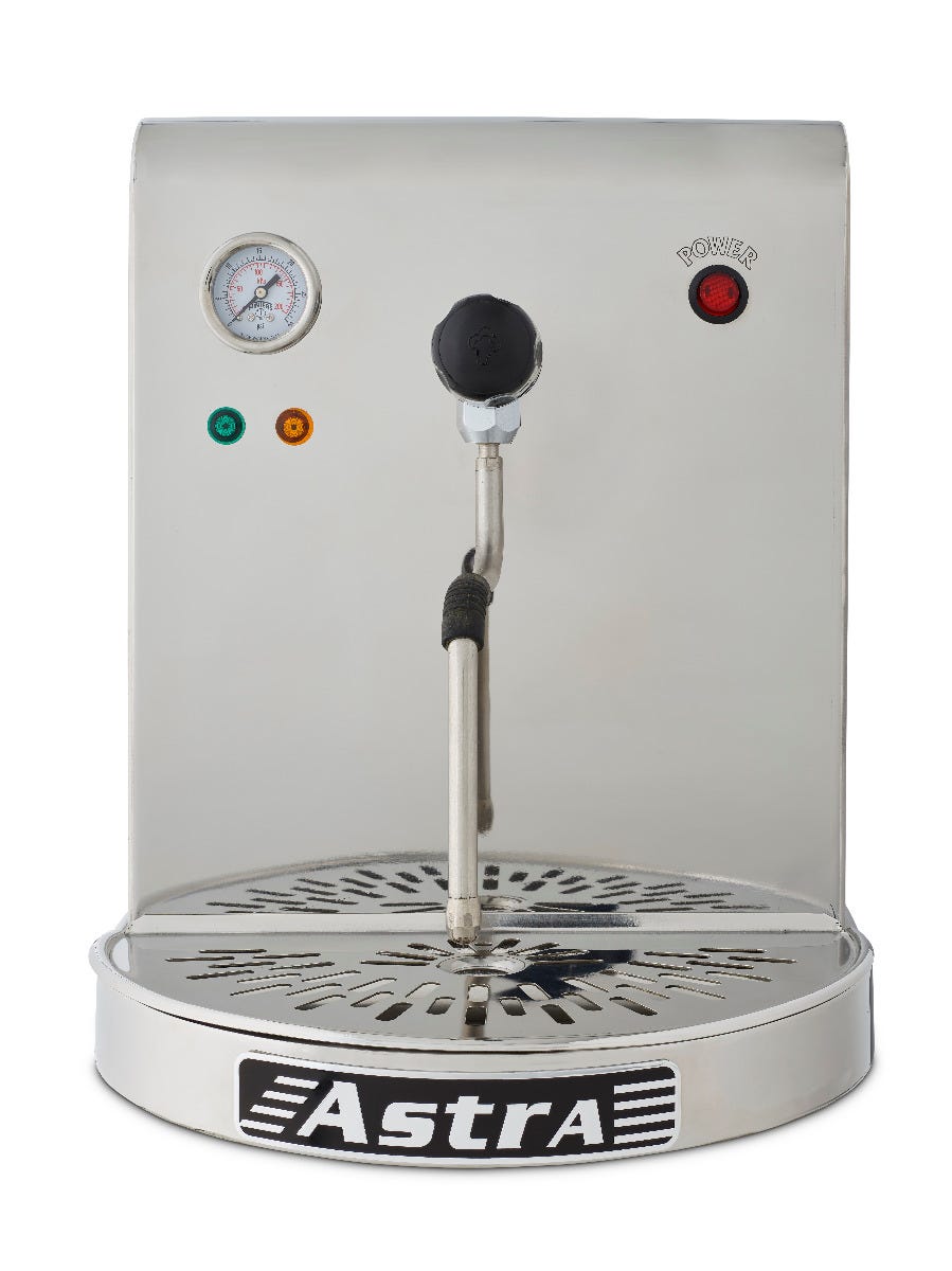 Astra STS1300 Pourover Steamer, 1300W, Semi-Automatic, 2.6L Copper Boiler, Integrated Water Reservoir, 110V