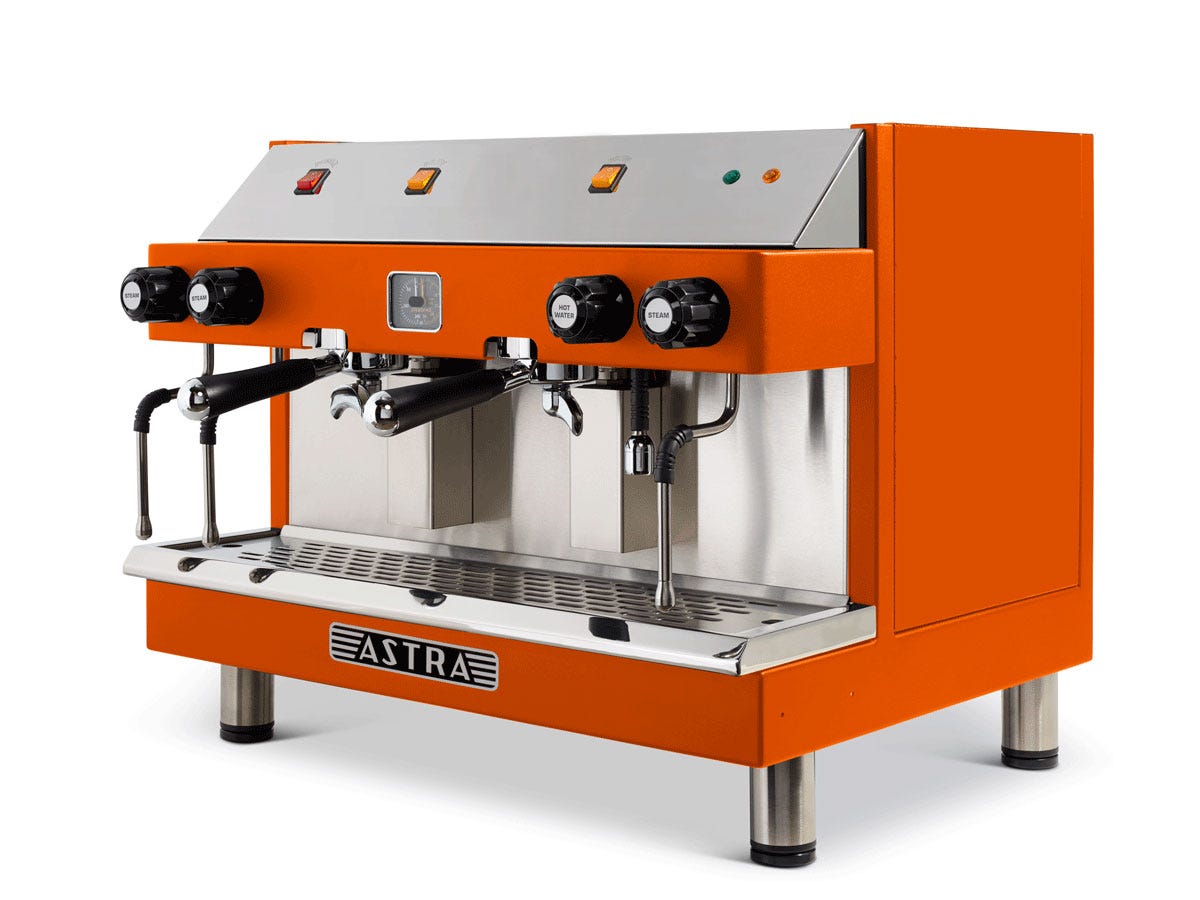 Astra M2S-017-2HW-2S MEGA II Semi-Automatic Espresso Machine, Two Group Heads, 2 Hot Water Valves, 2 Steam Wands, 220V