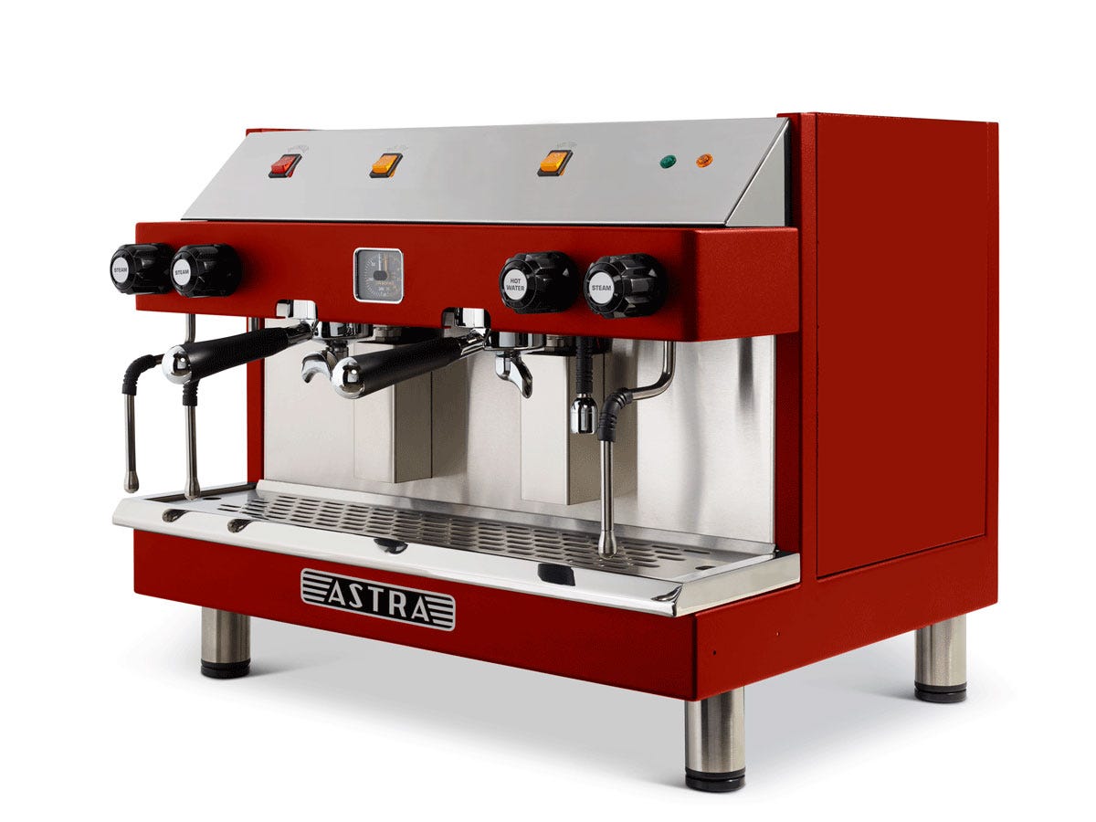 Astra M2S-017-2HW-2S MEGA II Semi-Automatic Espresso Machine, Two Group Heads, 2 Hot Water Valves, 2 Steam Wands, 220V