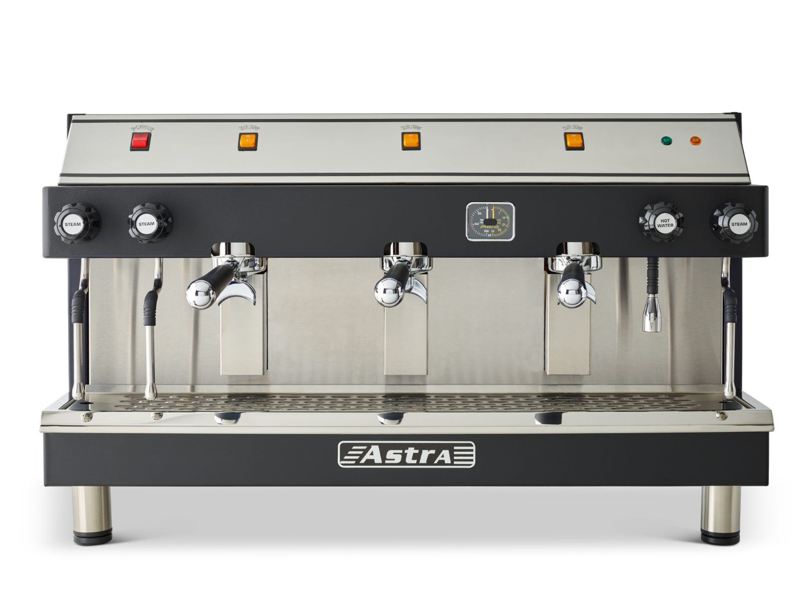 Astra M3S-018-2HW-2S MEGA III Semi-Automatic Espresso Machine, Three Group Heads, 2 Hot Water Valves, 2 Steam Wands, 220V
