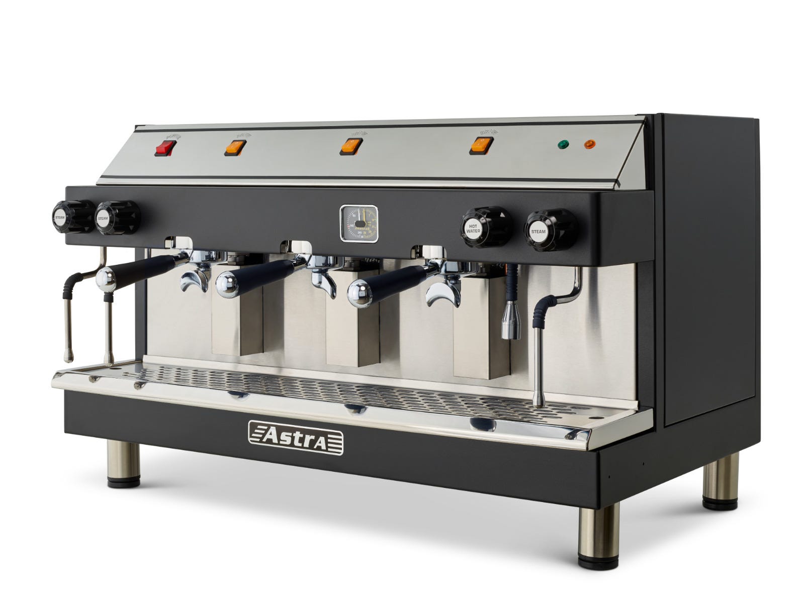 Astra M3S-018-2HW-2S MEGA III Semi-Automatic Espresso Machine, Three Group Heads, 2 Hot Water Valves, 2 Steam Wands, 220V