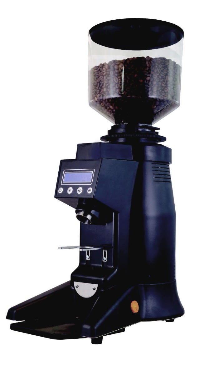 Astra MEGA MG049 On-Demand Espresso Grinder, 64mm Stainless Steel Burrs, LCD Display, Soundproof Chamber