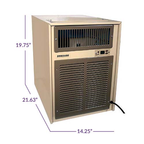 Breezaire WKL 4000 1000 Cu. Ft. Self-Contained Wine Cooling System, Sentry III+ Controls, Through-the-Wall