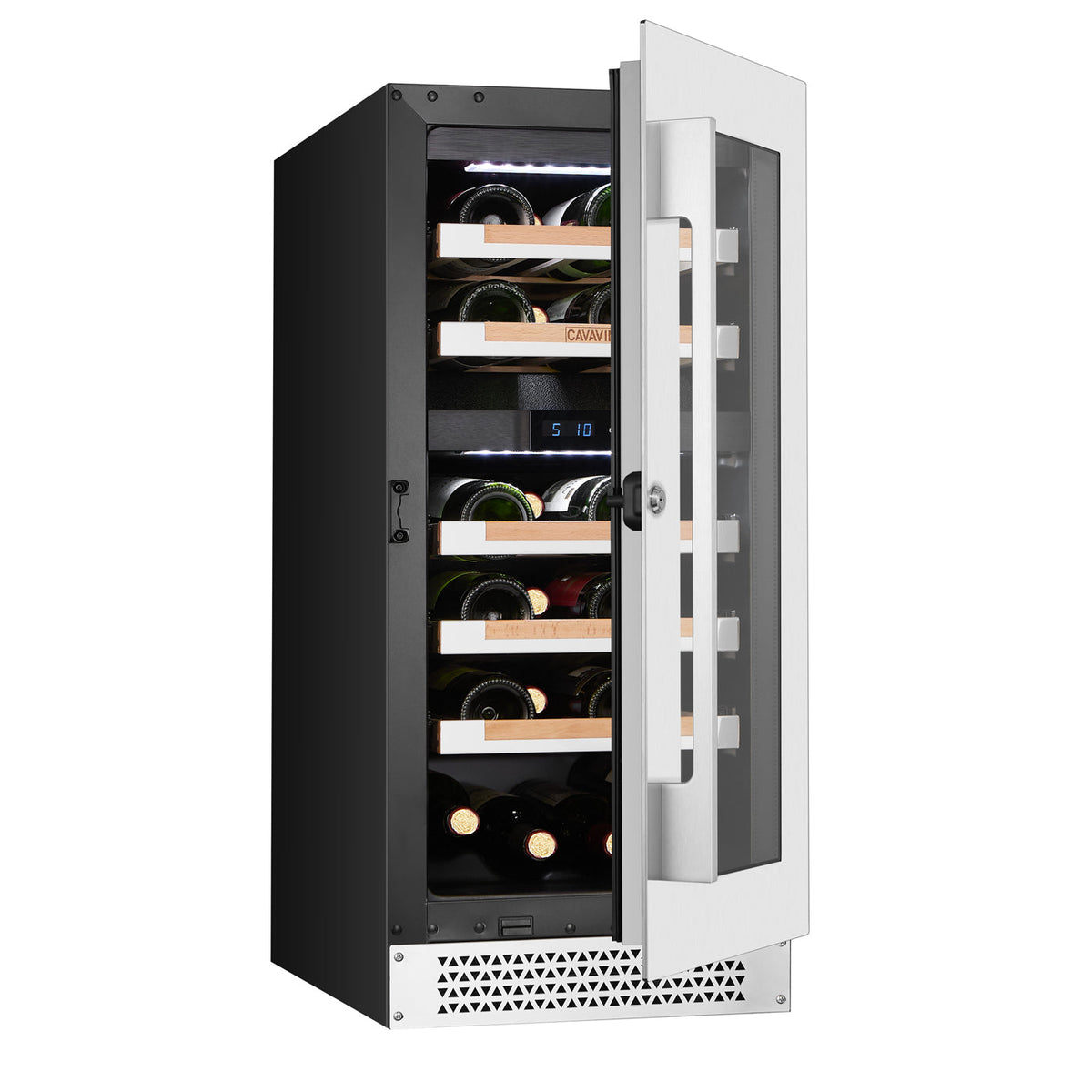 Cavavin V-024WDZ-V2 15 In. 24-Bottle Dual Zone Wine Cellar, Stainless Steel Frame with LOW-E Glass, Reversible Door, Built-In or Freestanding