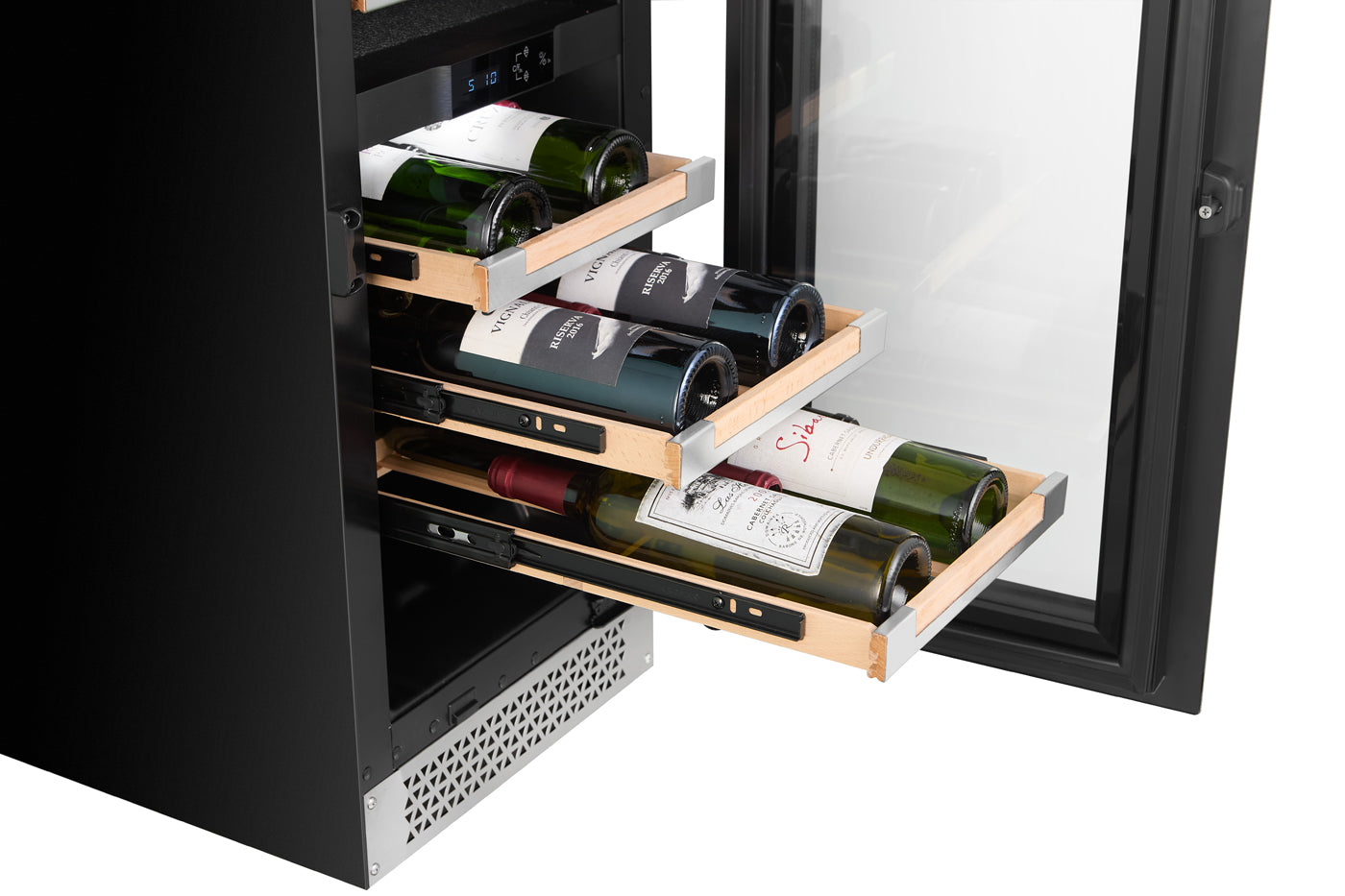 Cavavin V-024WDZ-V2 15 In. 24-Bottle Dual Zone Wine Cellar, Stainless Steel Frame with LOW-E Glass, Reversible Door, Built-In or Freestanding