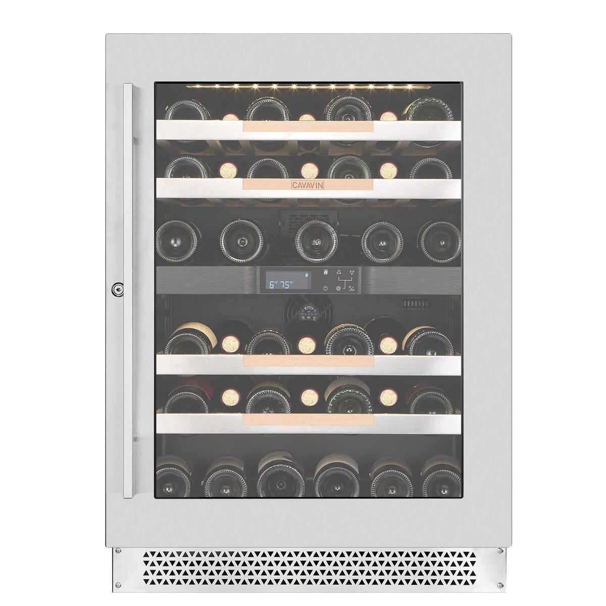 Cavavin V-041WBVC 24 In. 41-Bottle Dual Zone Wine and Beverage Center, Stainless Steel Frame with LOW-E Glass, Reversible Door, Built-In or Freestanding