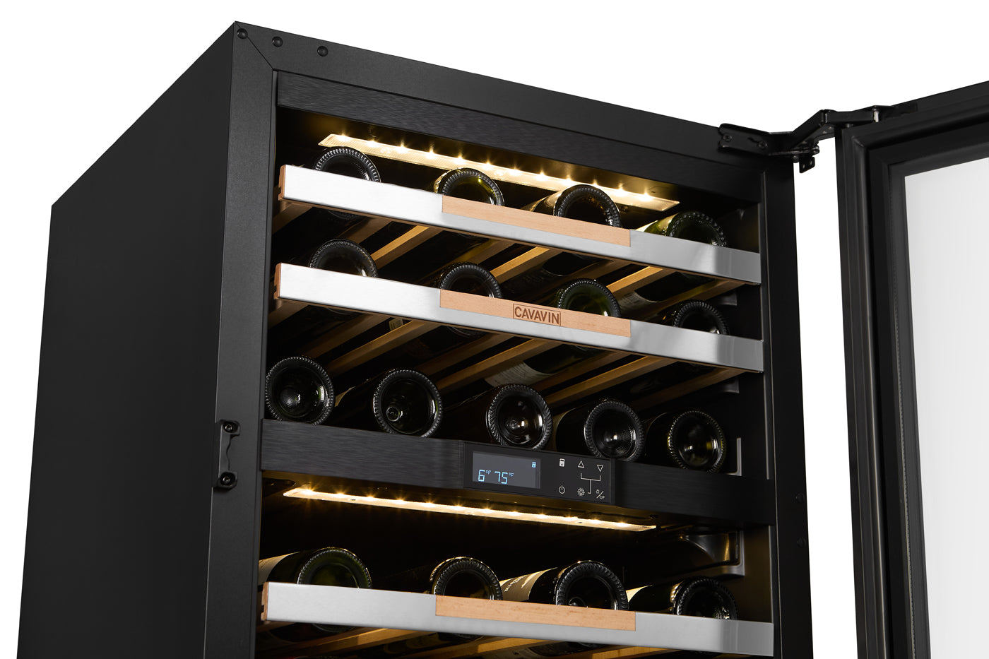 Cavavin V-041WBVC 24 In. 41-Bottle Dual Zone Wine and Beverage Center, Stainless Steel Frame with LOW-E Glass, Reversible Door, Built-In or Freestanding