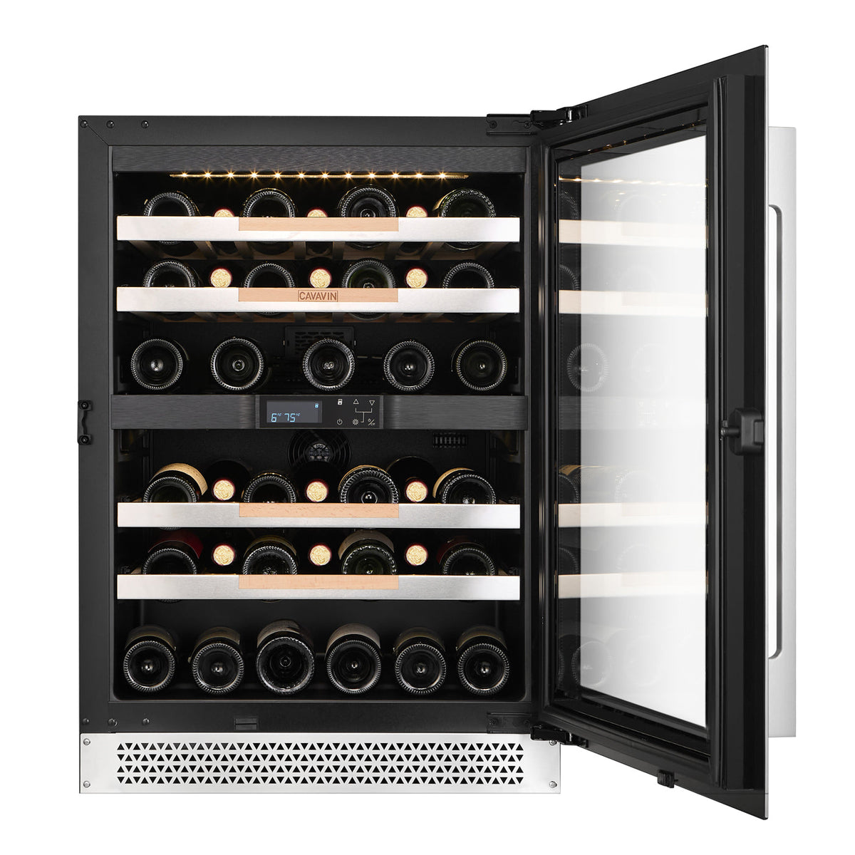 Cavavin V-041WBVC 24 In. 41-Bottle Dual Zone Wine and Beverage Center, Stainless Steel Frame with LOW-E Glass, Reversible Door, Built-In or Freestanding