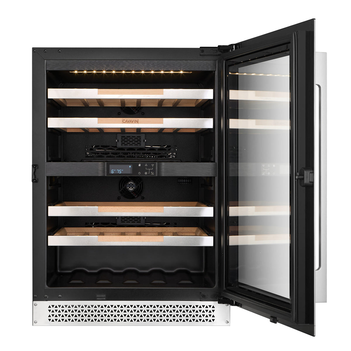 Cavavin V-041WBVC 24 In. 41-Bottle Dual Zone Wine and Beverage Center, Stainless Steel Frame with LOW-E Glass, Reversible Door, Built-In or Freestanding