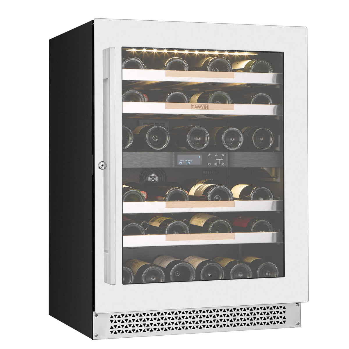 Cavavin V-041WBVC 24 In. 41-Bottle Dual Zone Wine and Beverage Center, Stainless Steel Frame with LOW-E Glass, Reversible Door, Built-In or Freestanding