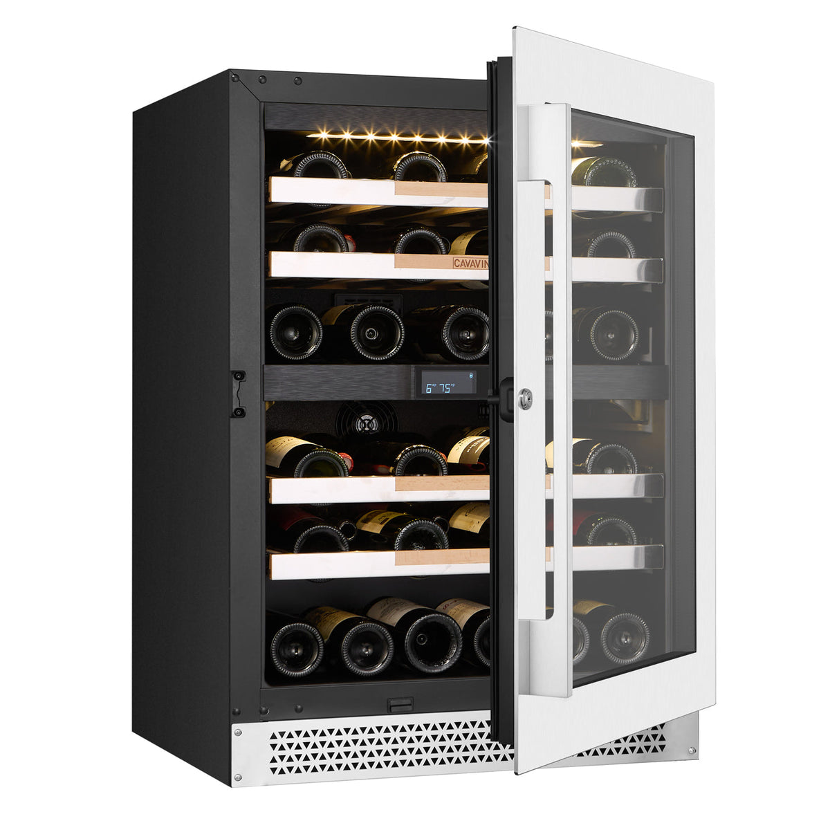 Cavavin V-041WBVC 24 In. 41-Bottle Dual Zone Wine and Beverage Center, Stainless Steel Frame with LOW-E Glass, Reversible Door, Built-In or Freestanding
