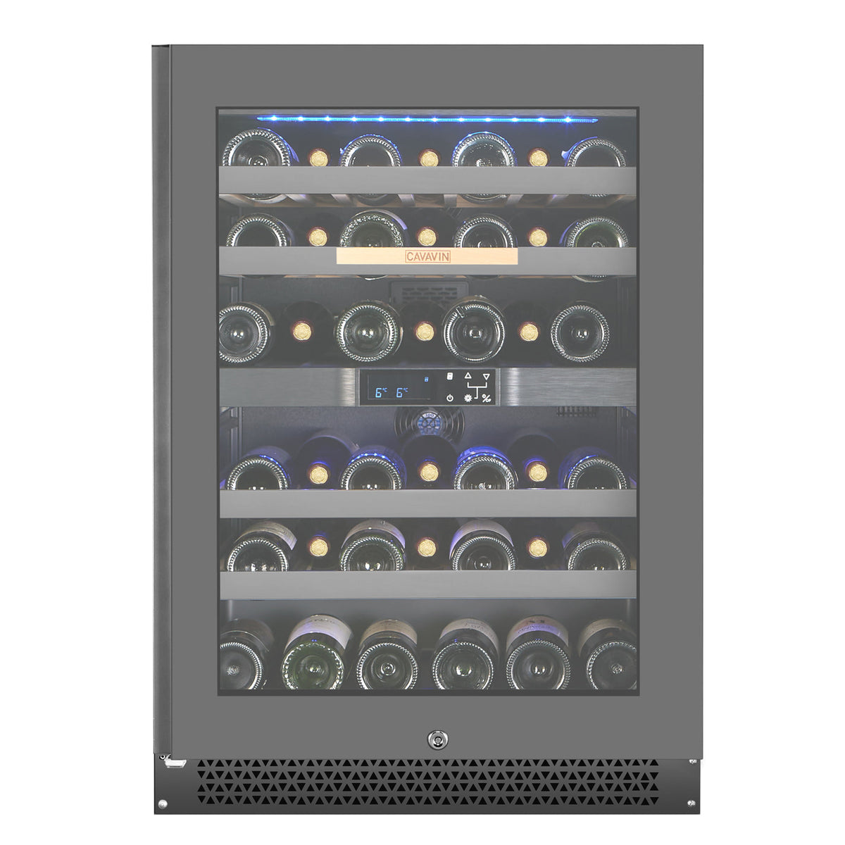 Cavavin V-041WBVCFGG 24 In. 41-Bottle Dual Zone Wine and Beverage Center, Grey Lacquered Aluminum Front with LOW-E Glass, Invisible Handle, Built-In or Freestanding