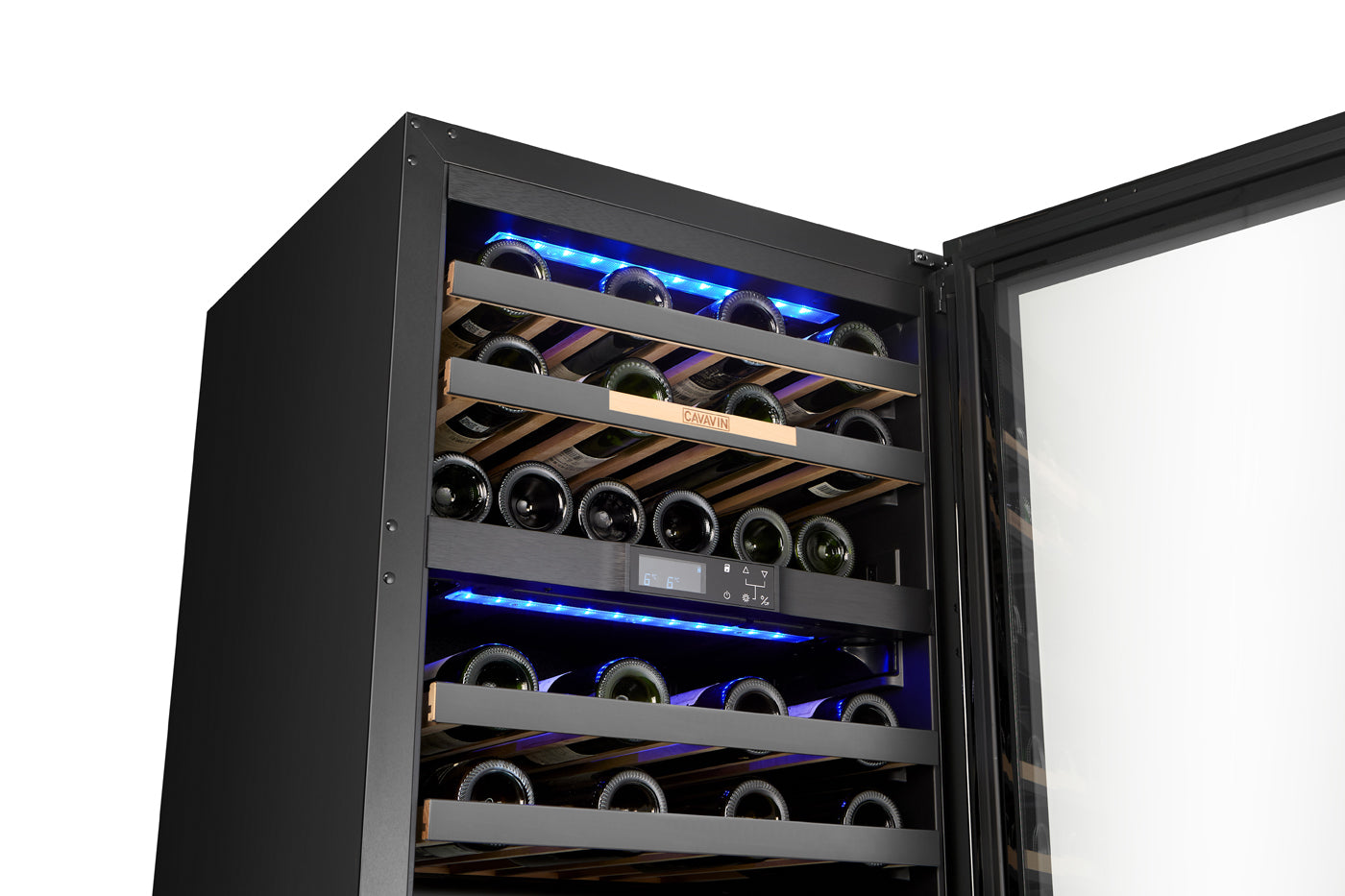 Cavavin V-041WBVCFGG 24 In. 41-Bottle Dual Zone Wine and Beverage Center, Grey Lacquered Aluminum Front with LOW-E Glass, Invisible Handle, Built-In or Freestanding