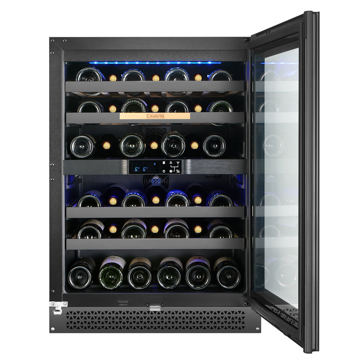 Cavavin V-041WBVCFGG 24 In. 41-Bottle Dual Zone Wine and Beverage Center, Grey Lacquered Aluminum Front with LOW-E Glass, Invisible Handle, Built-In or Freestanding