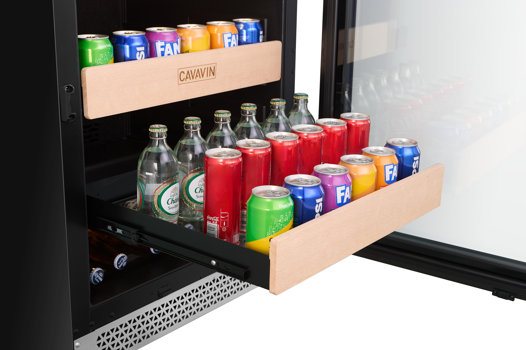 Cavavin V-148BVC 24 In. 148-Can Single Zone Beverage Center, Stainless Steel Frame with LOW-E Glass, Built-In or Freestanding