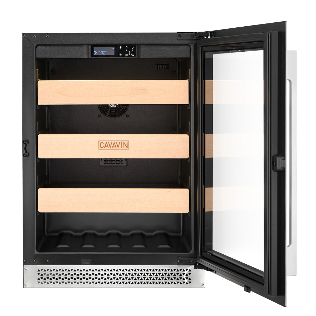 Cavavin V-148BVC 24 In. 148-Can Single Zone Beverage Center, Stainless Steel Frame with LOW-E Glass, Built-In or Freestanding