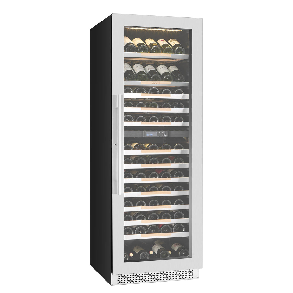 Cavavin V-133WDZ 23 In. 133-Bottle Floor-Standing Dual Zone Wine Cellar, Stainless Steel Frame with LOW-E Glass, Reversible Door, Built-In or Freestanding