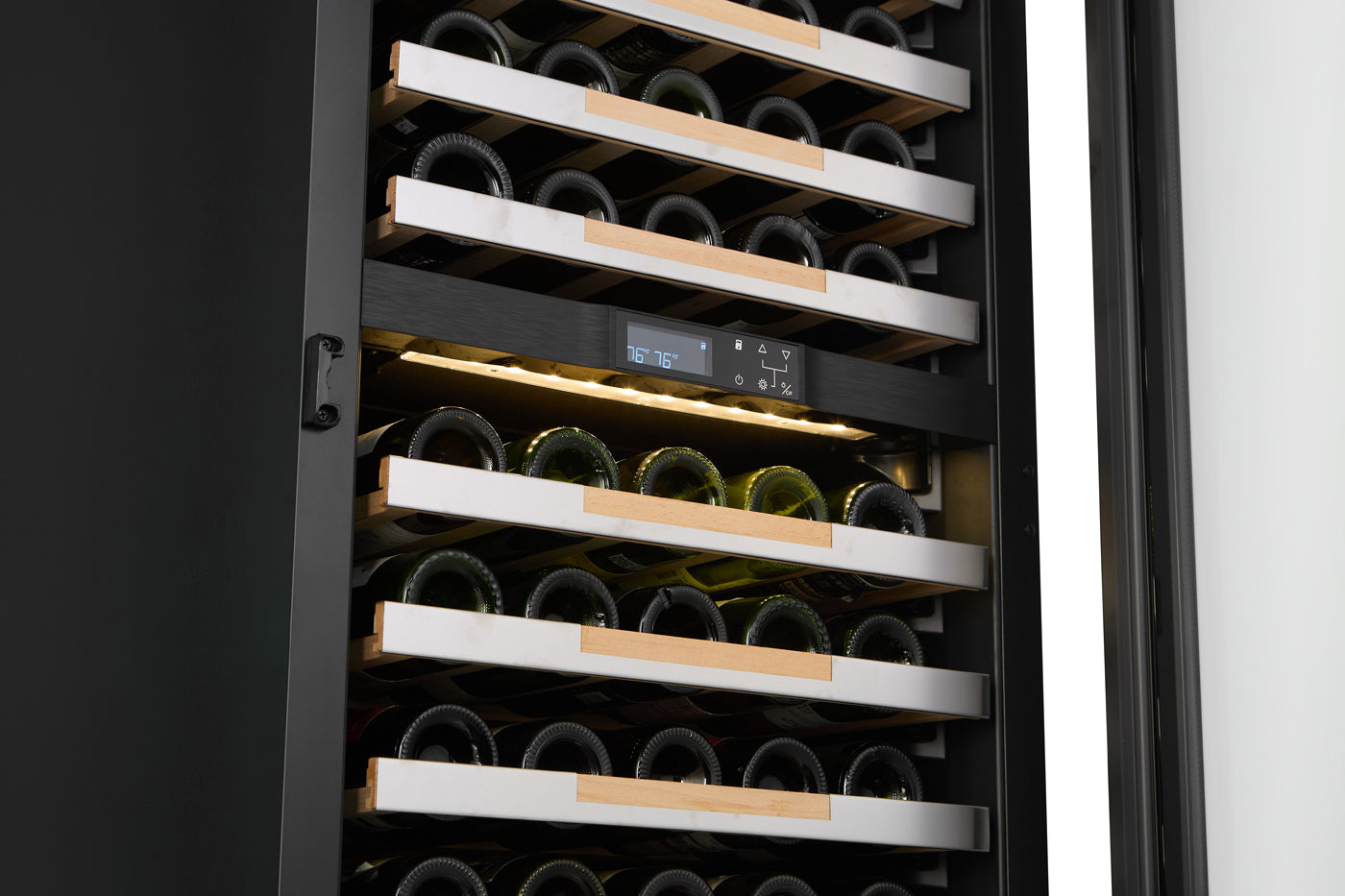 Cavavin V-133WDZ 23 In. 133-Bottle Floor-Standing Dual Zone Wine Cellar, Stainless Steel Frame with LOW-E Glass, Reversible Door, Built-In or Freestanding