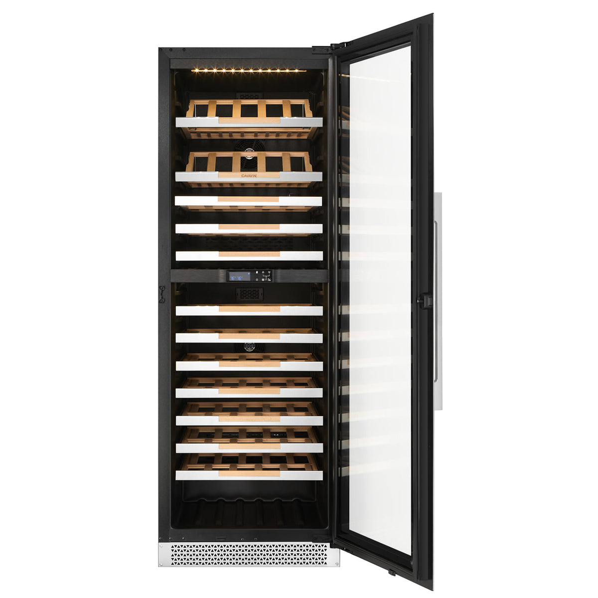 Cavavin V-133WDZ 23 In. 133-Bottle Floor-Standing Dual Zone Wine Cellar, Stainless Steel Frame with LOW-E Glass, Reversible Door, Built-In or Freestanding