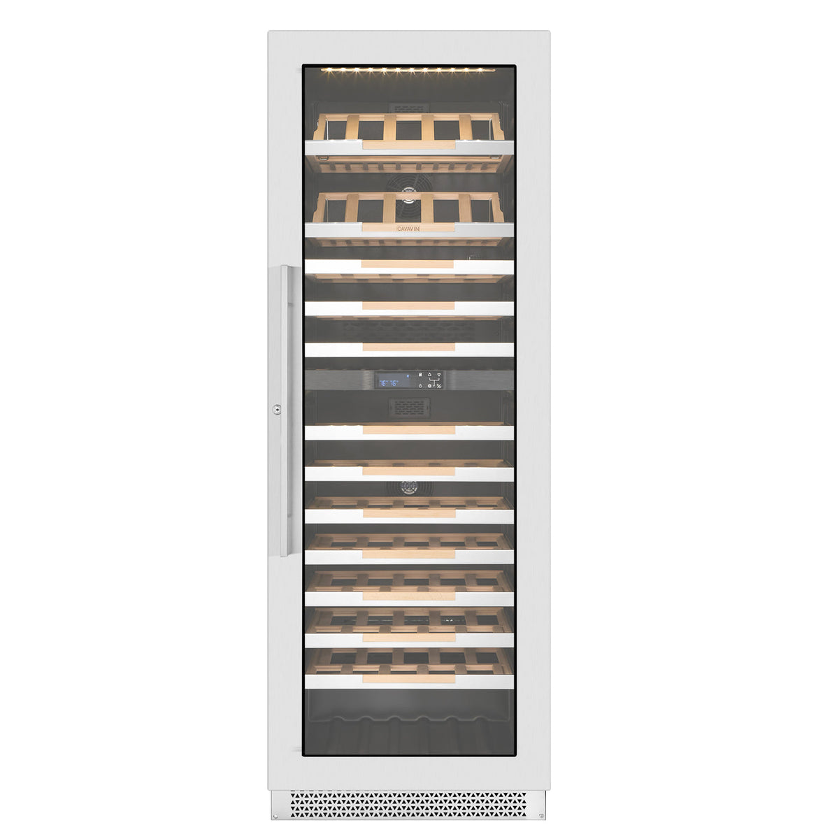 Cavavin V-133WDZ 23 In. 133-Bottle Floor-Standing Dual Zone Wine Cellar, Stainless Steel Frame with LOW-E Glass, Reversible Door, Built-In or Freestanding