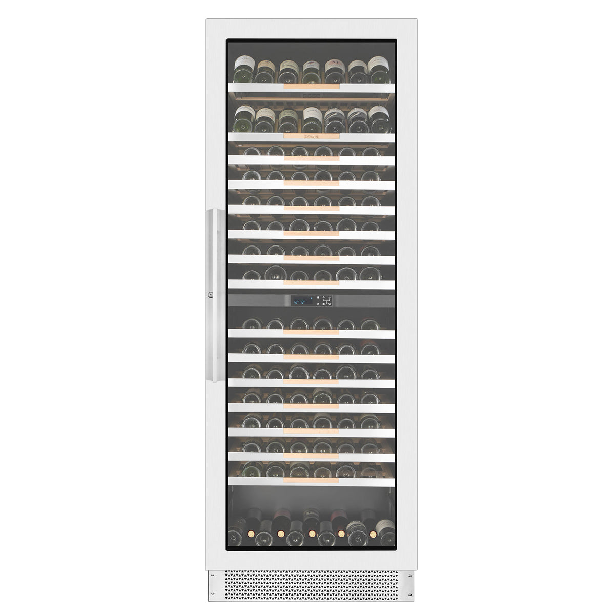 Cavavin V-250WDZ 30 In. 250-Bottle Floor-Standing Dual Zone Wine Cellar, Stainless Steel Frame with LOW-E Glass, Reversible Door, Built-In or Freestanding