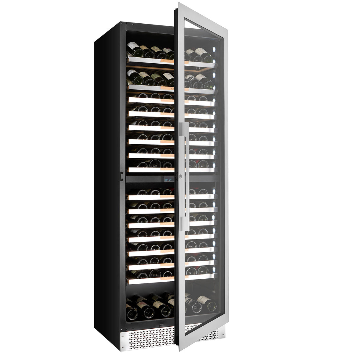 Cavavin V-250WDZ 30 In. 250-Bottle Floor-Standing Dual Zone Wine Cellar, Stainless Steel Frame with LOW-E Glass, Reversible Door, Built-In or Freestanding