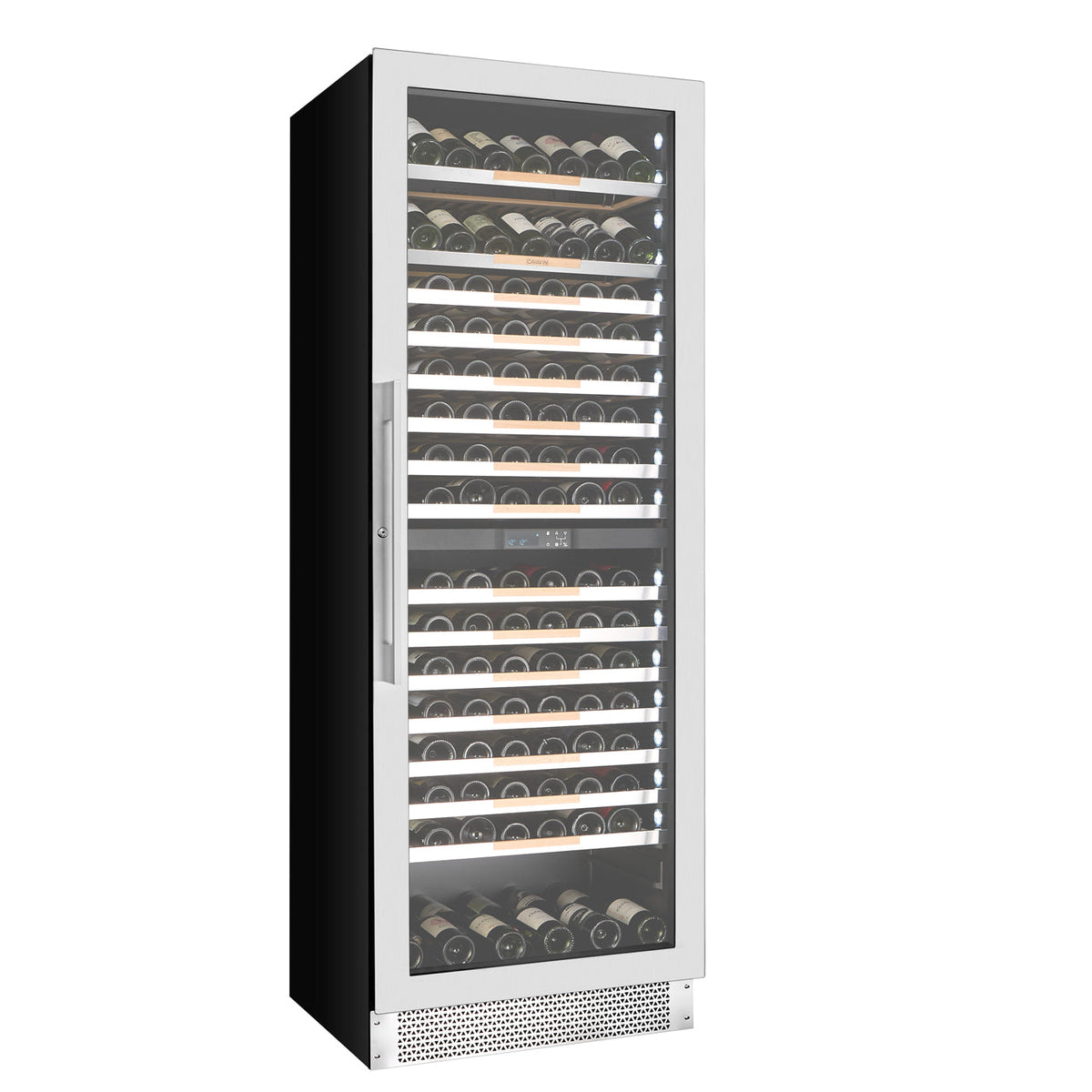 Cavavin V-250WDZ 30 In. 250-Bottle Floor-Standing Dual Zone Wine Cellar, Stainless Steel Frame with LOW-E Glass, Reversible Door, Built-In or Freestanding
