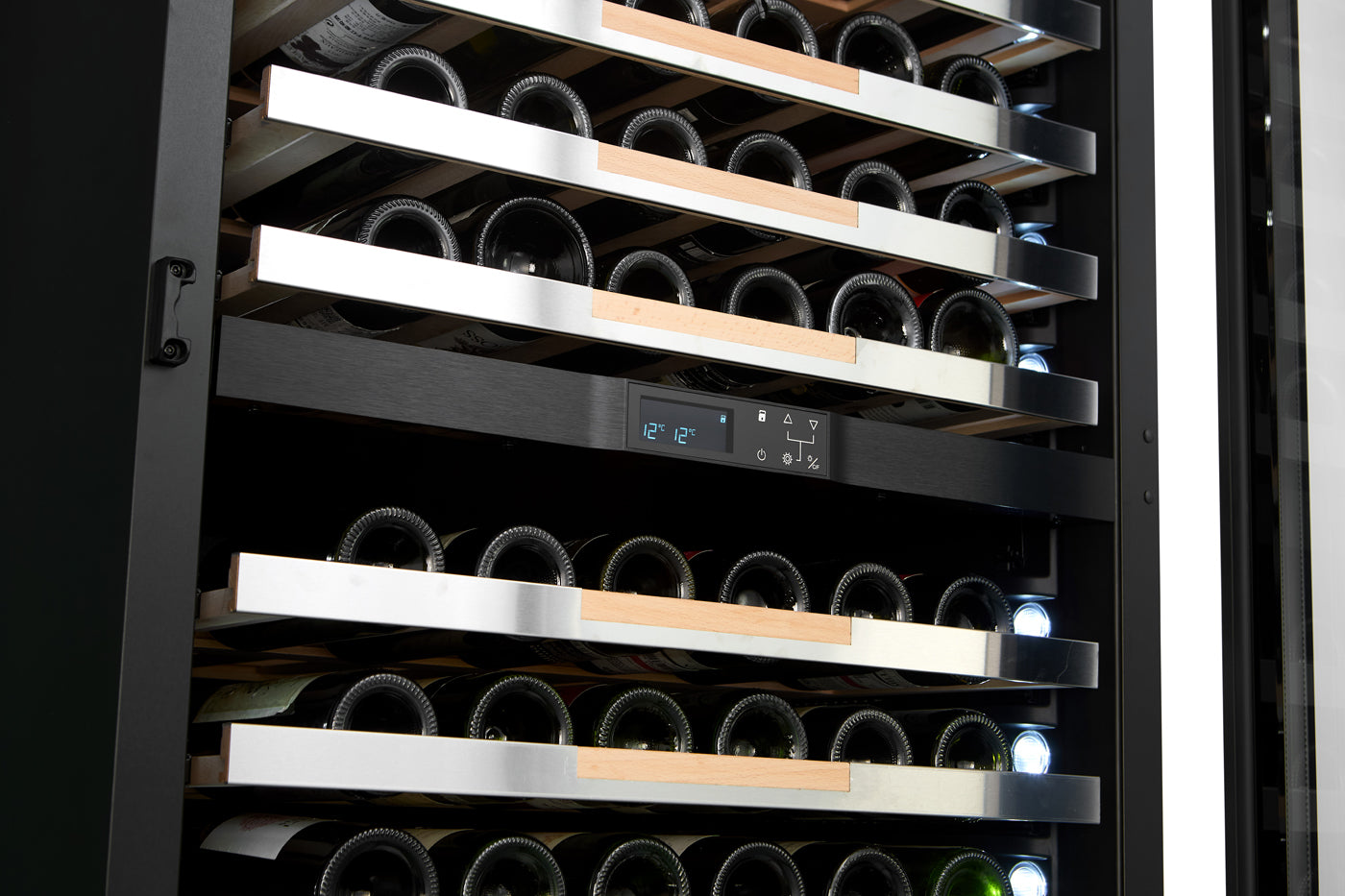 Cavavin V-250WDZ 30 In. 250-Bottle Floor-Standing Dual Zone Wine Cellar, Stainless Steel Frame with LOW-E Glass, Reversible Door, Built-In or Freestanding