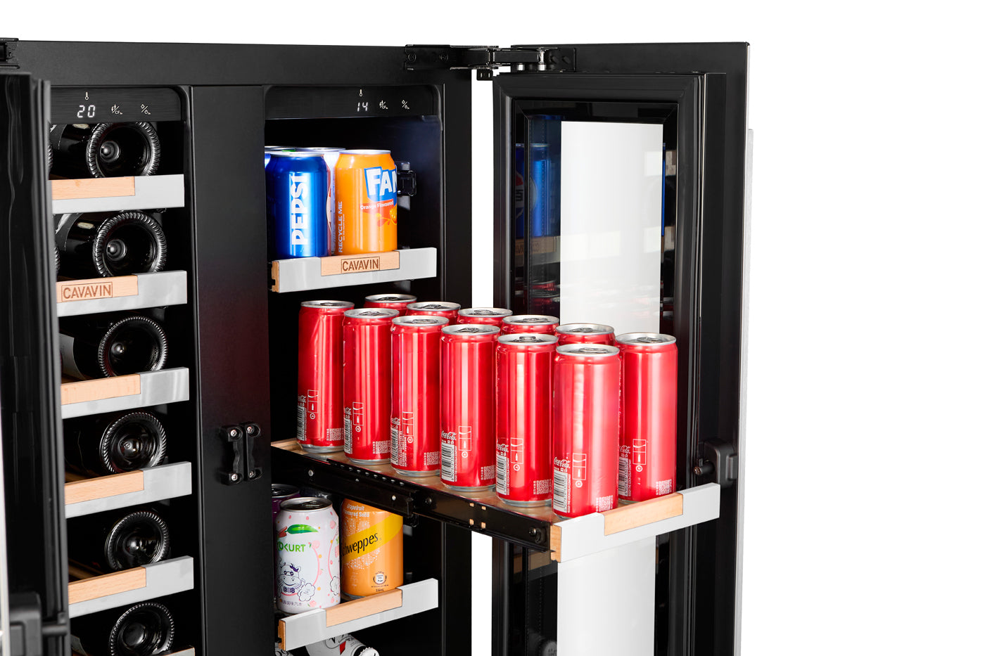 Cavavin V-067WBVC 24 In. Dual Zone Wine and Beverage Center, 21 Bottles and 46 Cans, Stainless Steel Frame with LOW-E Glass, Built-In or Freestanding