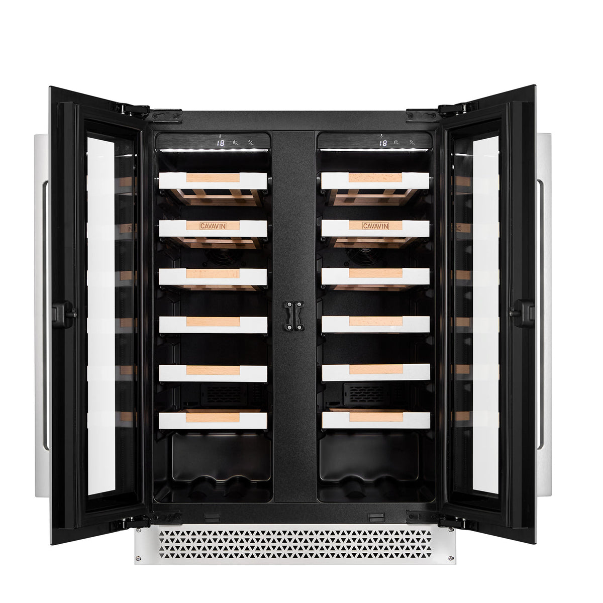 Cavavin V-067WBVC 24 In. Dual Zone Wine and Beverage Center, 21 Bottles and 46 Cans, Stainless Steel Frame with LOW-E Glass, Built-In or Freestanding