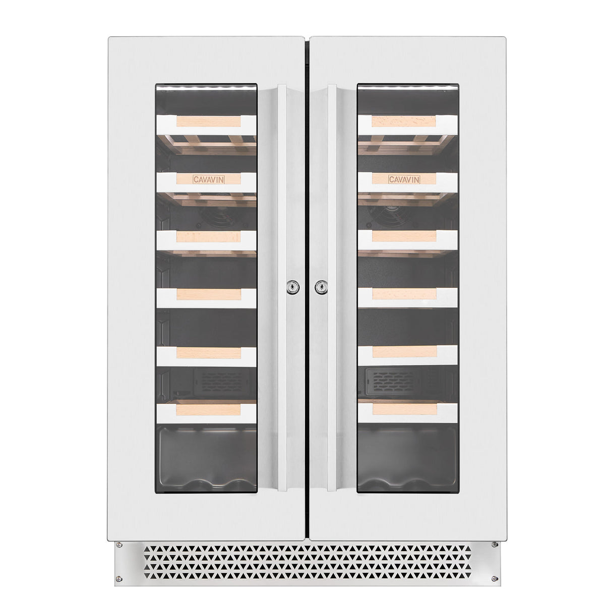 Cavavin V-067WBVC 24 In. Dual Zone Wine and Beverage Center, 21 Bottles and 46 Cans, Stainless Steel Frame with LOW-E Glass, Built-In or Freestanding