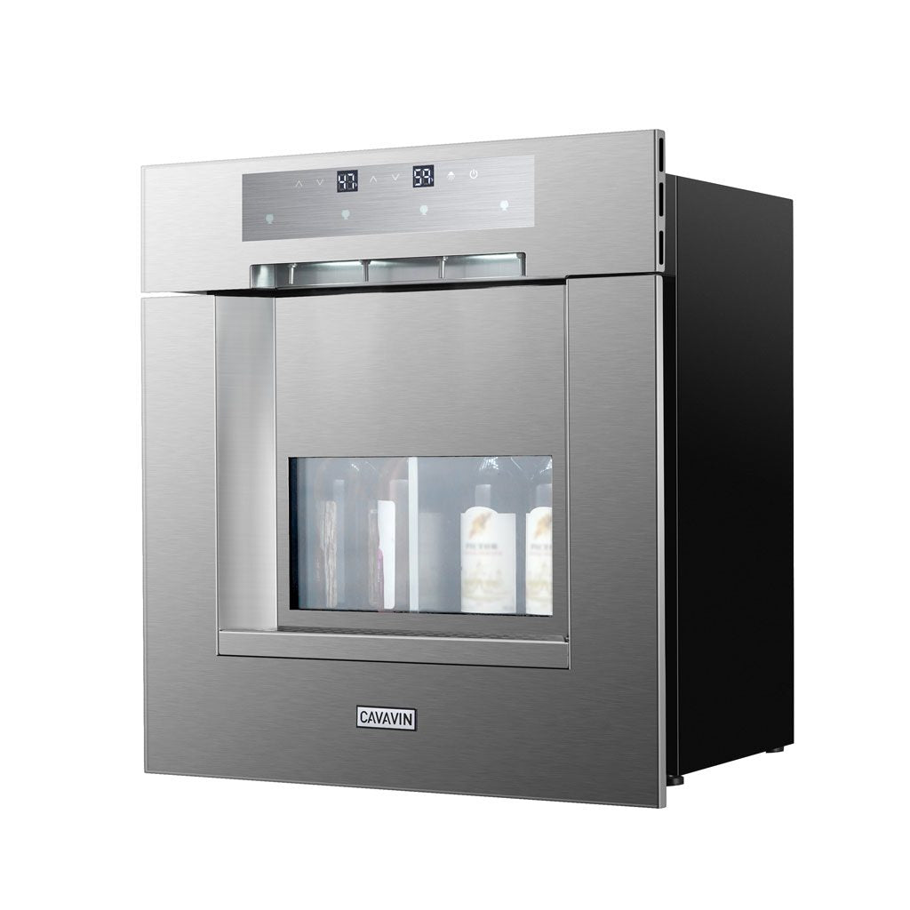 Cavavin F-30SS 24 In. 4-Bottle Dual Zone Wine Dispenser, Argon Preservation System, Anti-UV Glass, Flush or Proud Mount Built-In