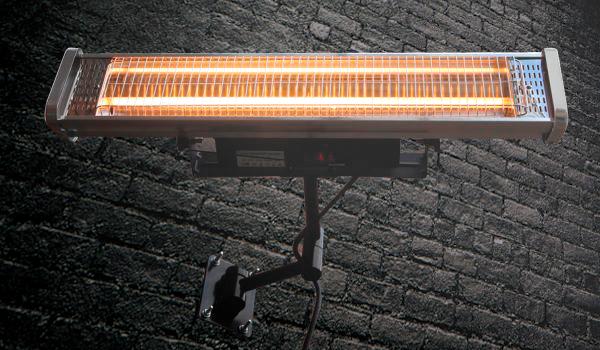 Omcan PH-CN-1500 20 In. Wall Mounted Patio Heater, 1,500W, Halogen, Remote Control, Indoor/Outdoor
