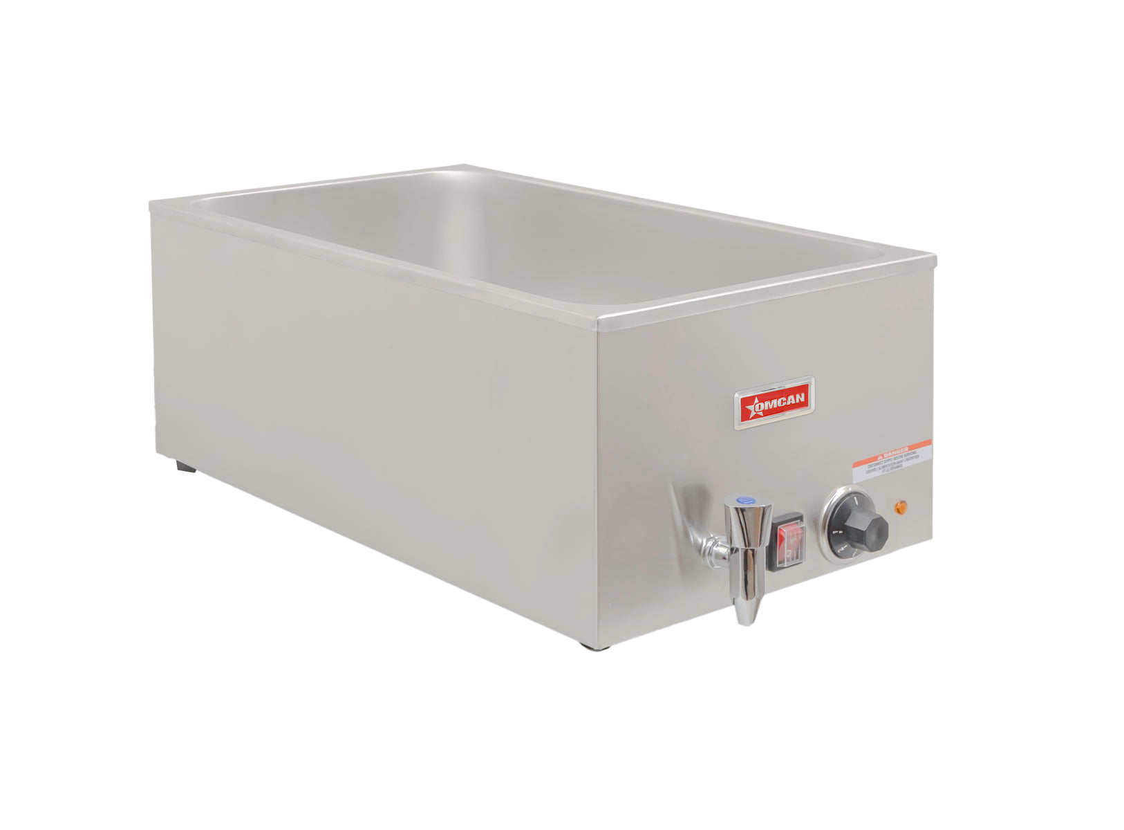 Omcan FW-CN-0023 23 In. Single Chamber Countertop Food Warmer, 1,200W, Adjustable Thermostat, Full-Size Pan Capacity