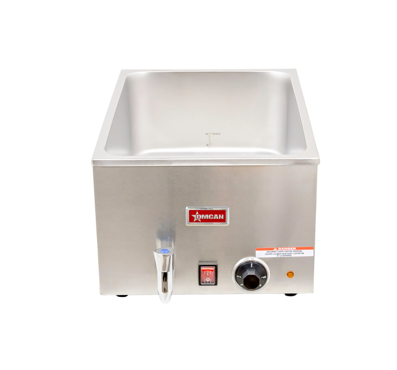 Omcan FW-CN-0023 23 In. Single Chamber Countertop Food Warmer, 1,200W, Adjustable Thermostat, Full-Size Pan Capacity