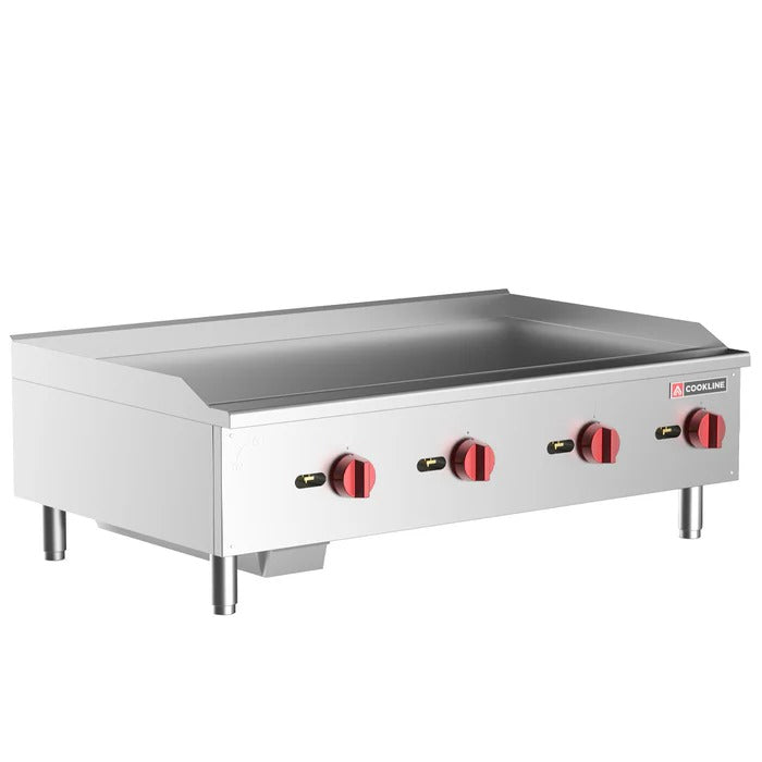 Cookline CGG-48T-HD 48 In. Countertop Gas Griddle, Thermostatic Controls, 120,000 BTU, 1 In. Polished Plate