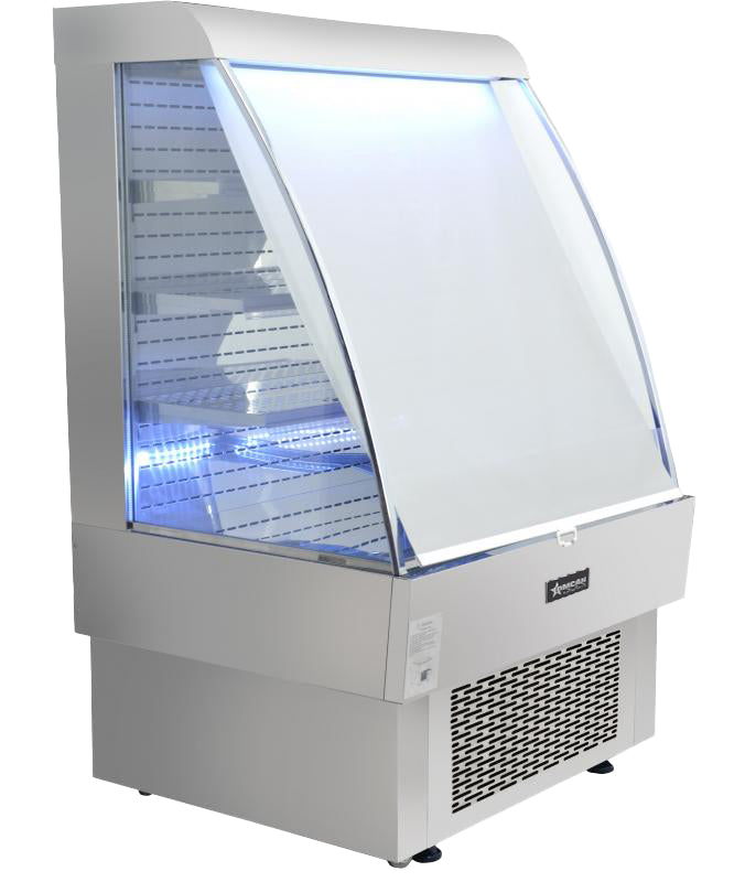 Omcan 40004 39.4 In. Open Refrigerated Grab-and-Go Display, 13.42 cu. ft. (380L), Night Curtain, LED Lighting