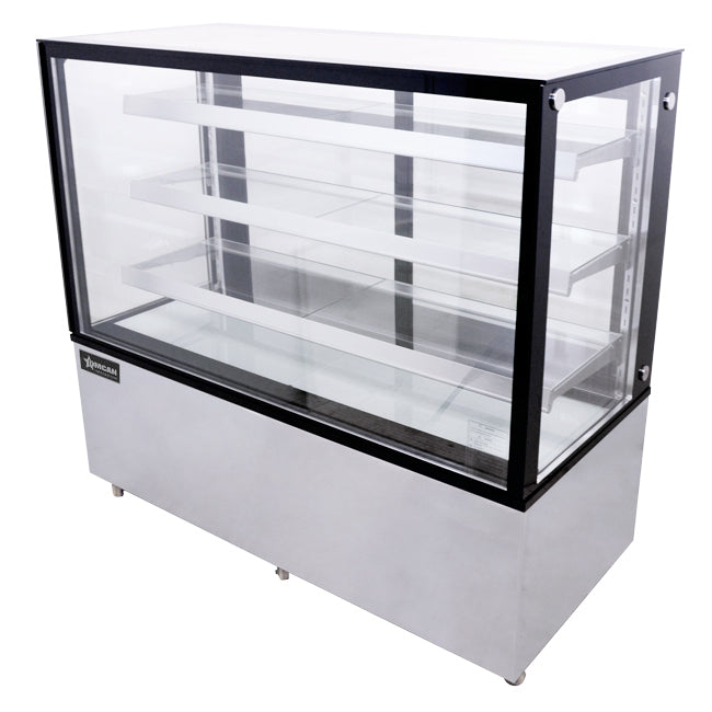 Omcan RS-CN-0471-S 60 In. Square Glass Refrigerated Floor Display Case, 23.66 cu. ft., LED Lighting, Self-Contained