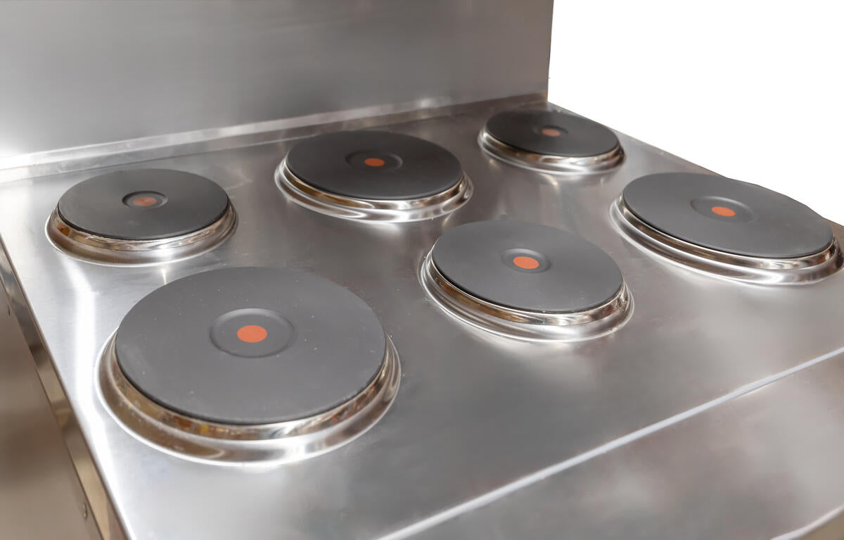 Omcan 48528 36 In. Commercial Electric Range, Single Phase, Six Hot Plates, Thermostat Oven